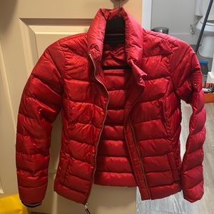 Tommy Hilfiger red puffed jacket.